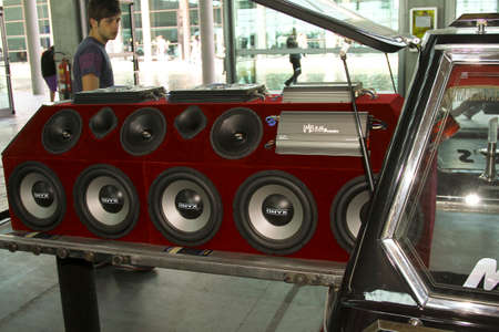 Rimini Italy 04 02 2011: Rimini Tuning Free tuning cars event hearse. High quality photoのeditorial素材