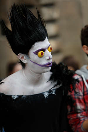 Lucca, Italy - 2018 10 31: Lucca Comics free cosplay event around city Death note ryuk. High quality...
