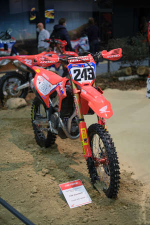 Milan, Italy - 2021 11 27: Eicma Milano Bike Expo MxGp Tim Gaiser Honda Hrc. High quality photo