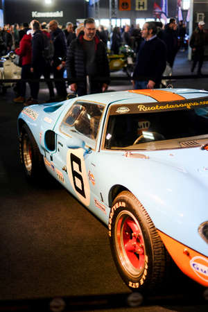 Milan, Italy - 2021 11 27: Eicma Milano Bike Expo Gulf Ford Gt40 24h Le Mans. High quality photo