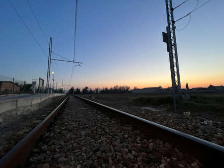 train track along the railway. High quality photo
