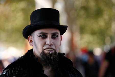 Lucca, Italy - 2018 10 31: Lucca Comics free cosplay event around city vampire boy. High quality photoのeditorial素材