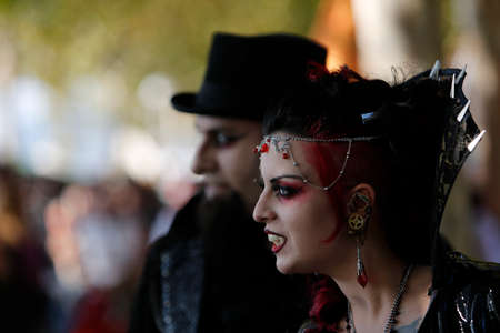 Lucca, Italy - 2018 10 31: Lucca Comics free cosplay event around city vampire girl. High quality...