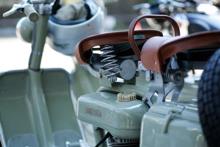 Bibbiano-Reggio Emilia Italy - 07 15 2015: Free rally of vintage cars in the town square Lambretta....