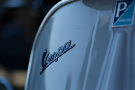Bibbiano-Reggio Emilia Italy - 07 15 2015: Free rally of vintage cars in the town square Piaggio...