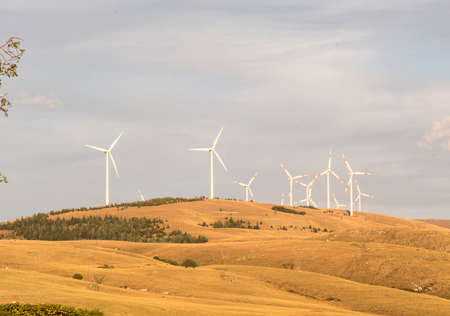 wind farm on the hills of Abruzzo in Italy. High quality photo