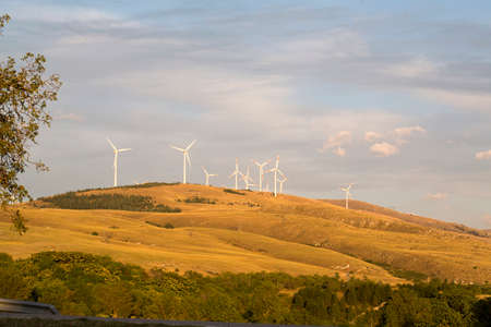wind farm on the hills of Abruzzo in Italy. High quality photo