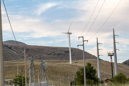 wind farm on the hills of Abruzzo in Italy. High quality photo