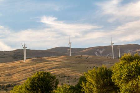 wind farm on the hills of Abruzzo in Italy. High quality photo
