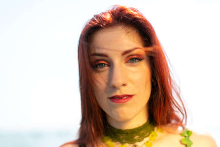 Rimini, Italy - 2016 07 21: Rimini Comics free cosplay event around beach and seaside Beautiful Poison ivy. High quality photoのeditorial素材