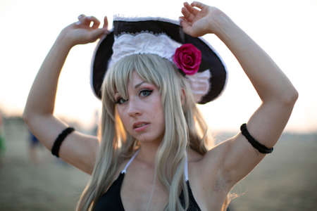 Rimini, Italy - 2016 07 21: Rimini Comics free cosplay event around beach and seaside Qoo Otaku War...