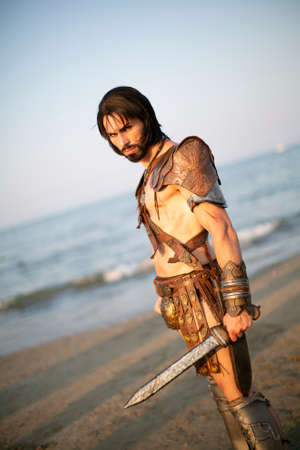 Rimini, Italy - 2016 07 21: Rimini Comics free cosplay event around beach and seaside spartacus...