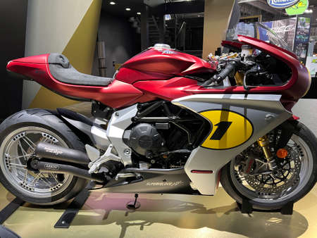 Milan, Italy - 2021 11 27: Eicma Milano Bike Expo Mv Agusta SuperVeloce. High quality photo