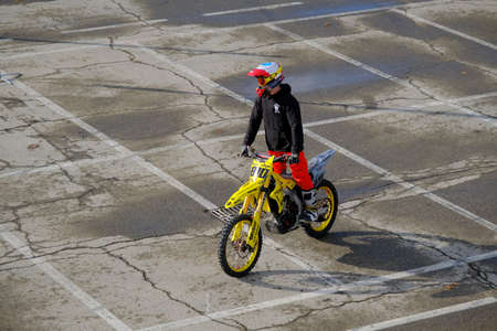 Milan, Italy - 2021 11 27: Eicma Milano Bike Expo Free Style motocross figures tricks. High quality photoのeditorial素材