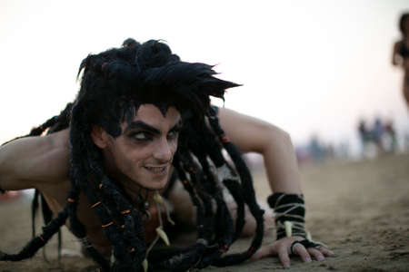 Rimini, Italy - 2016 07 21: Rimini Comics free cosplay event around beach and seaside Scar Lion...