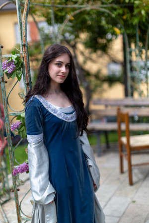beautiful blue eyed Italian girl plays Arwen cosplay of the lord of the rings. High quality photoの写真素材