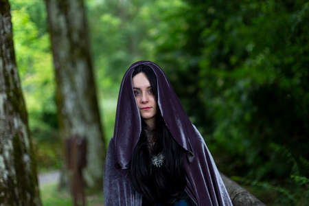 beautiful blue eyed Italian girl plays Arwen cosplay of the lord of the rings. High quality photoの写真素材