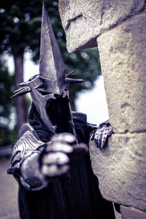 Nazgul warrior with helmet and sword from the lord of the rings. High quality photoの写真素材
