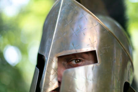 Rimini, Italy - 2016 07 21: Rimini Comics free cosplay event around beach and seaside spartan warrior 300. High quality photoのeditorial素材