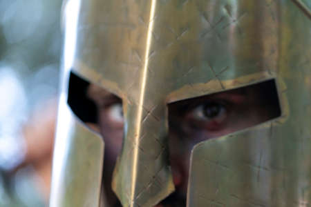 Rimini, Italy - 2016 07 21: Rimini Comics free cosplay event around beach and seaside sparatan king Leonidas. High quality photoのeditorial素材