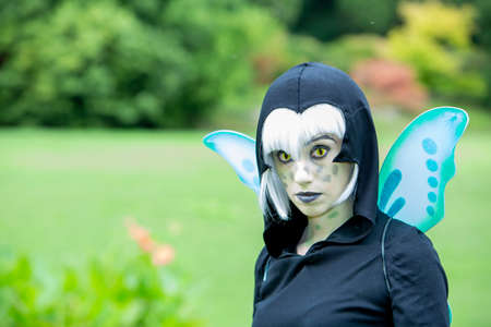 Lucca, Italy - 2018 10 31: Lucca Comics free cosplay event around city Batterfly girl. High quality photoのeditorial素材