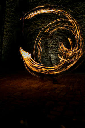 Montefiorino Modena, Italy: 2015 05 01 queen's day public event in the square with fire-eating...