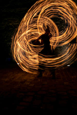 Montefiorino Modena, Italy: 2015 05 01 queen's day public event in the square with fire-eating...