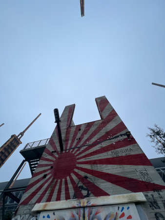 Turin, Italy: 2022 01 10 Dora former urban park industrial village with graffiti. High quality photoのeditorial素材