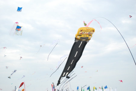 Cervia, Ravenna - Italy: 2019 01 05 ARTEVENTO CERVIA - International Kite Free Festival bus. High quality photoのeditorial素材