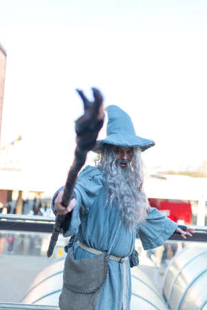 Lucca, Italy - 2018 10 31: Lucca Comics free cosplay event around city Gandalf. High quality photoのeditorial素材