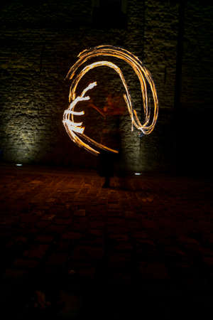Montefiorino Modena, Italy: 2015 05 01 queen's day public event in the square with fire-eating...