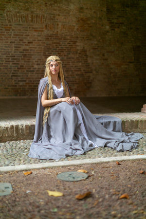 Lucca, Italy - 2018 10 31: Lucca Comics free cosplay event around city Princess Arwen from Lord of the Rings. High quality photoのeditorial素材