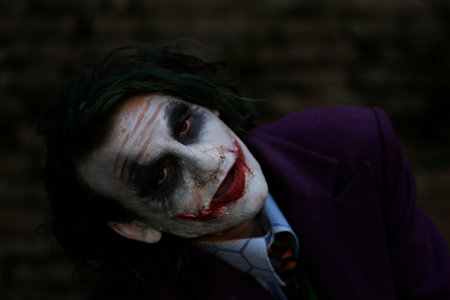 Lucca, Italy - 2018 10 31: Lucca Comics free cosplay event around city Joker Batman. High quality photoのeditorial素材