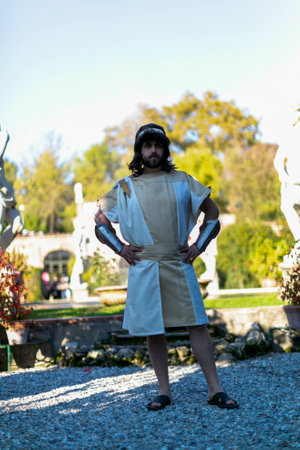 Lucca, Italy - 2018 10 31 : Lucca Comics free cosplay event around city Roman God. High-quality...