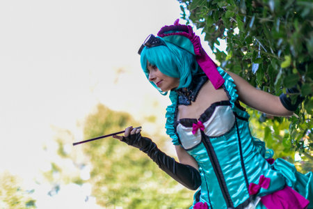 Lucca, Italy - 2018 10 31 : Lucca Comics free cosplay event around city manga girl. High-quality...