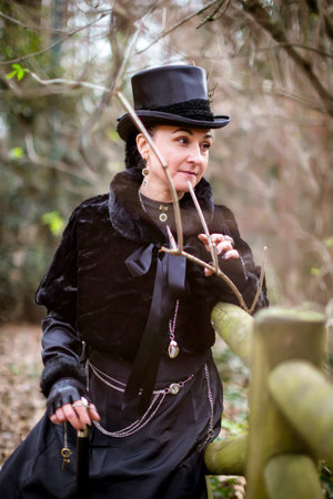 Lucca, Italy - 2018 10 31 : Lucca Comics free cosplay event around city victorian woman. High-quality photoのeditorial素材