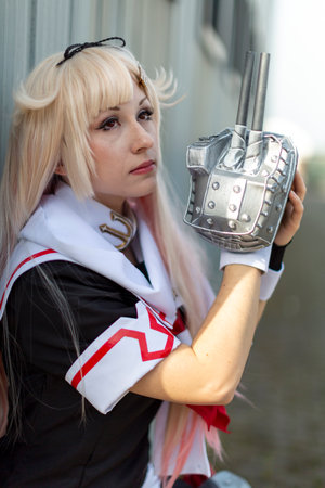 Lucca, Italy - 2018 10 31 : Lucca Comics free cosplay event around city Kantai world of warship anime girl. High-quality photoのeditorial素材