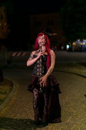 Lucca, Italy - 2018 10 31 : Lucca Comics free cosplay event around city deamon girl. High-quality photoのeditorial素材