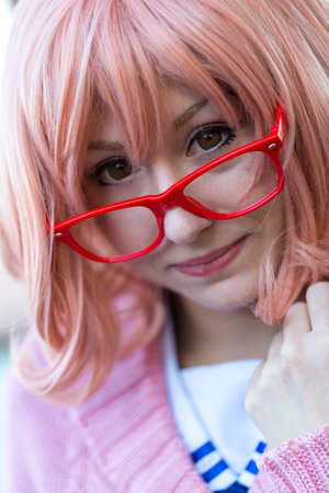 Lucca, Italy - 2018 10 31 : Lucca Comics free cosplay event around city anime hentai girl....