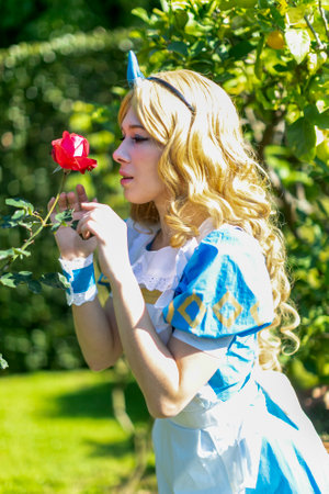 Lucca, Italy - 2018 10 31 : Lucca Comics free cosplay event around city Alice in Wonderland. High-quality photoのeditorial素材