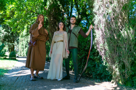 Lucca, Italy - 2018 10 31 : Lucca Comics free cosplay event around city Robin Hood group....
