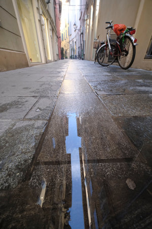 alleys of the historic center of Reggio Emilia. High-quality photoの写真素材