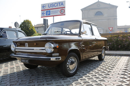 Bibbiano-Reggio Emilia Italy - 07 15 2015 : Free rally of vintage cars in the town square NSU TT....