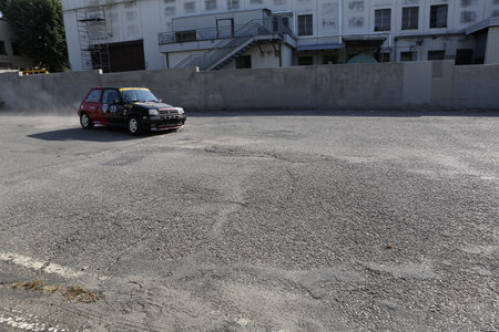 Bibbiano-Reggio Emilia Italy - 07 15 2015 : Free rally of vintage cars in the town square Renault 5 Gt Turbo Race Car. High-quality photoのeditorial素材