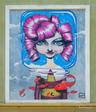 Turin, Italy - 2022 06 04: MAU Museum of Urban Art steet art framework around the city. High-quality photoのeditorial素材