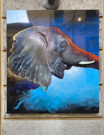 Turin, Italy - 2022 06 04: MAU Museum of Urban Art steet art framework around the city. High-quality photoのeditorial素材