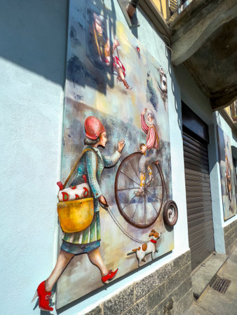 Turin, Italy - 2022 06 04: MAU Museum of Urban Art steet art framework around the city. High-quality photoのeditorial素材