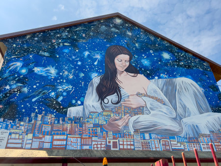 Turin, Italy - 2022 06 04: MAU Museum of Urban Art steet art framework around the city. High-quality photoのeditorial素材