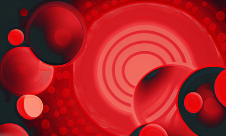 abstract red background with circles. High-quality photoの写真素材