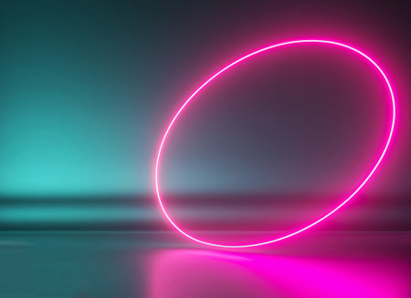 3d render, abstract neon background with colorful glowing curvy lines. Minimalist futuristic wallpaper. high quality imageの写真素材